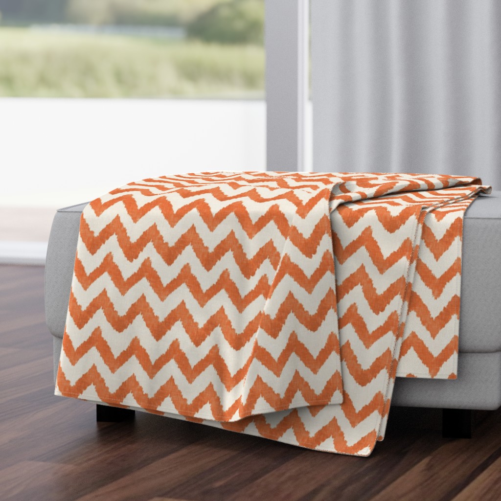 Tangerine and Linen Watercolor Ikat Chevron