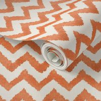 Tangerine and Linen Watercolor Ikat Chevron