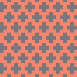 Coral with Gray crosses