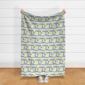 Personalised Name Fabric - Blues Yellow