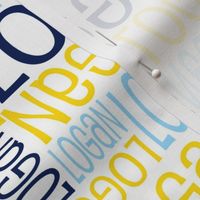 Personalised Name Fabric - Blues Yellow