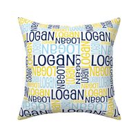 Personalised Name Fabric - Blues Yellow