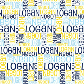 Personalised Name Fabric - Blues Yellow