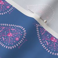 Small Paisley is Dead in Raspberry on blue