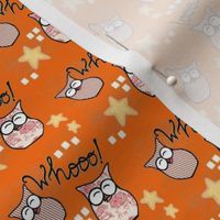 Cozy Autumn Owls and Stars on Carrot Orange