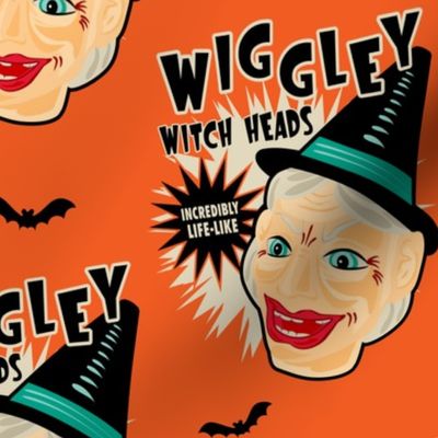 Wiggley Witch Heads on Orange