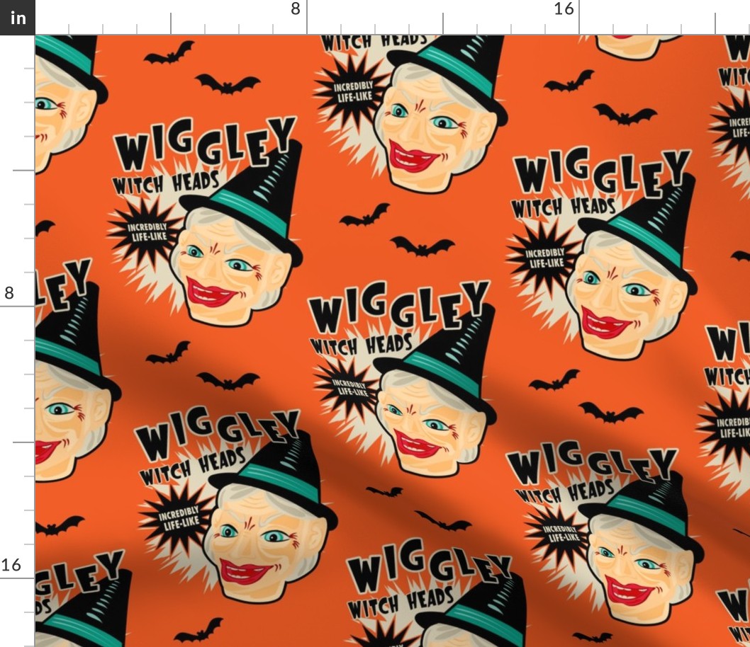 Wiggley Witch Heads on Orange