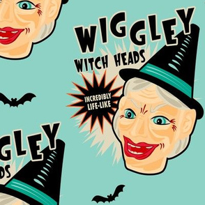 Wiggley Witch Heads on Turquoise