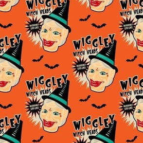 Wiggley Witch Heads on Orange (smaller scale)