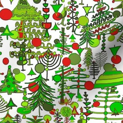 Christmas Tree Holiday Doodle red and green