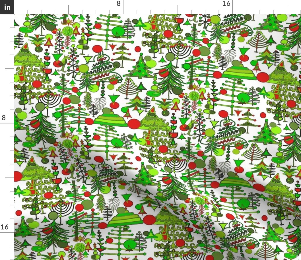 Christmas Tree Holiday Doodle red and green