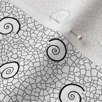 ammonites and crackle texture - black on white