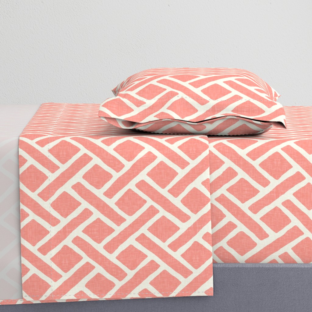 Savannah Trellis in Light Coral Linen