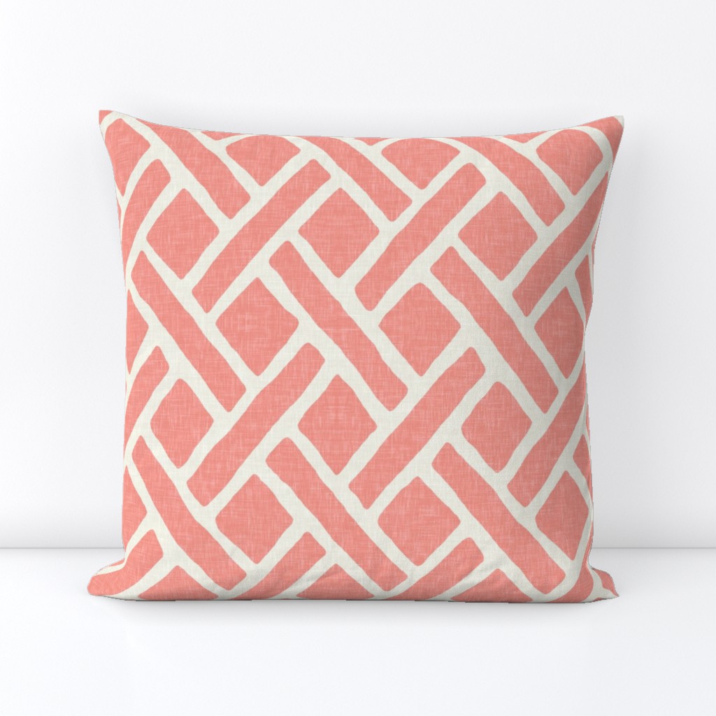 Savannah Trellis in Light Coral Linen