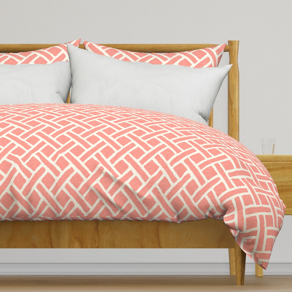 Savannah Trellis in Light Coral Linen