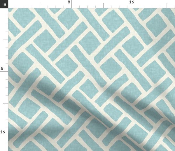 Fabric By The Yard Savannah Trellis In Aquamarine Linen