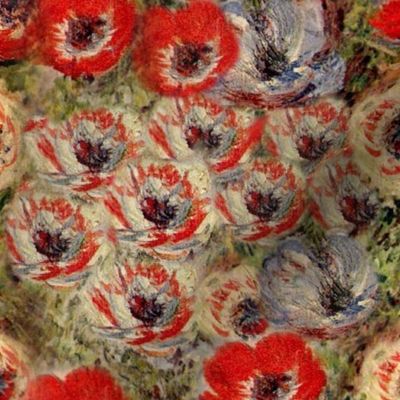  Monet Red Cream Anemones Floral