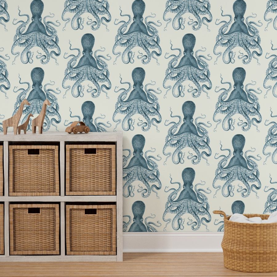 Octopus Oasis in Sea Wallpaper | Spoonflower