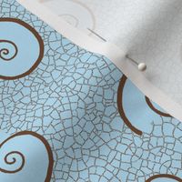 ammonites and crackle texture - summercolors brown on sky blue