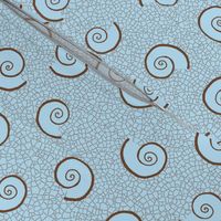 ammonites and crackle texture - summercolors brown on sky blue