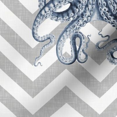 Octopus Oasis on Gray Chevron