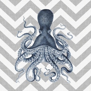 Octopus Oasis on Gray Chevron