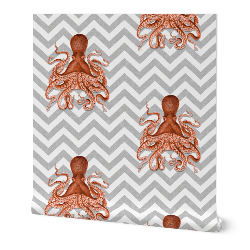 Coral Octopus Chevron