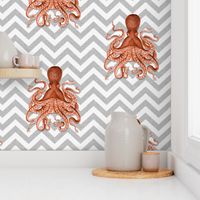 Coral Octopus Chevron