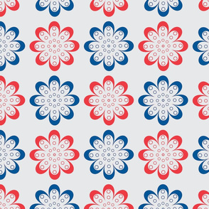 Red and blue line flowers