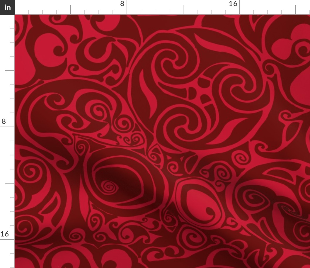 Red monochromatic celtic inspired pattern