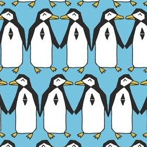 Penguin rows // blue penguins birds bird antarctic kids nursery baby winter