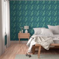 Teal spirals swirl in a soothing oceanic dance, blending serenity with rhythmic movement.