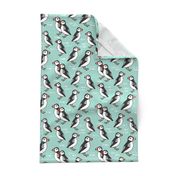 puffin // mint birds nautical scottish birds birdwatching puffin fabric