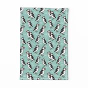 puffin // mint birds nautical scottish birds birdwatching puffin fabric