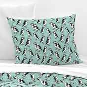 puffin // mint birds nautical scottish birds birdwatching puffin fabric