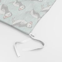 puffin // mint birds nautical scottish birds birdwatching puffin fabric