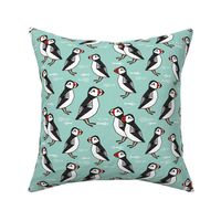 puffin // mint birds nautical scottish birds birdwatching puffin fabric