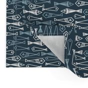 fish // blue fishes blue and white fish design