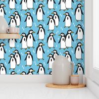 penguins // penguin bird pingu birds blue pale blue kids nursery baby winter