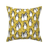 penguins // mustard yellow penguin pingu kids nursery baby bird birds 