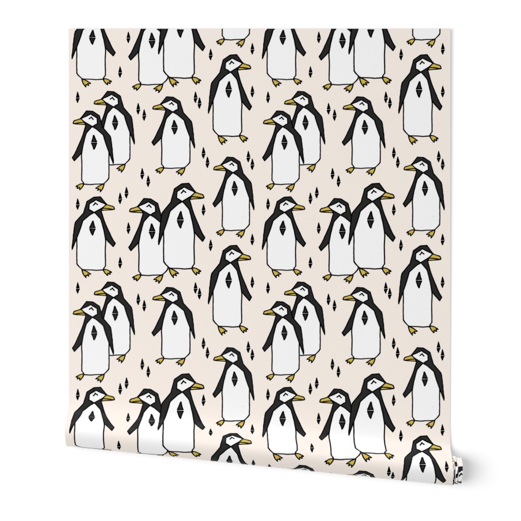 penguin // champagne cream background birds bird penuins antarctic winter