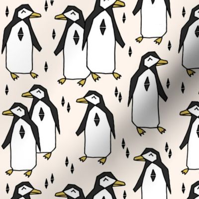 penguin // champagne cream background birds bird penuins antarctic winter