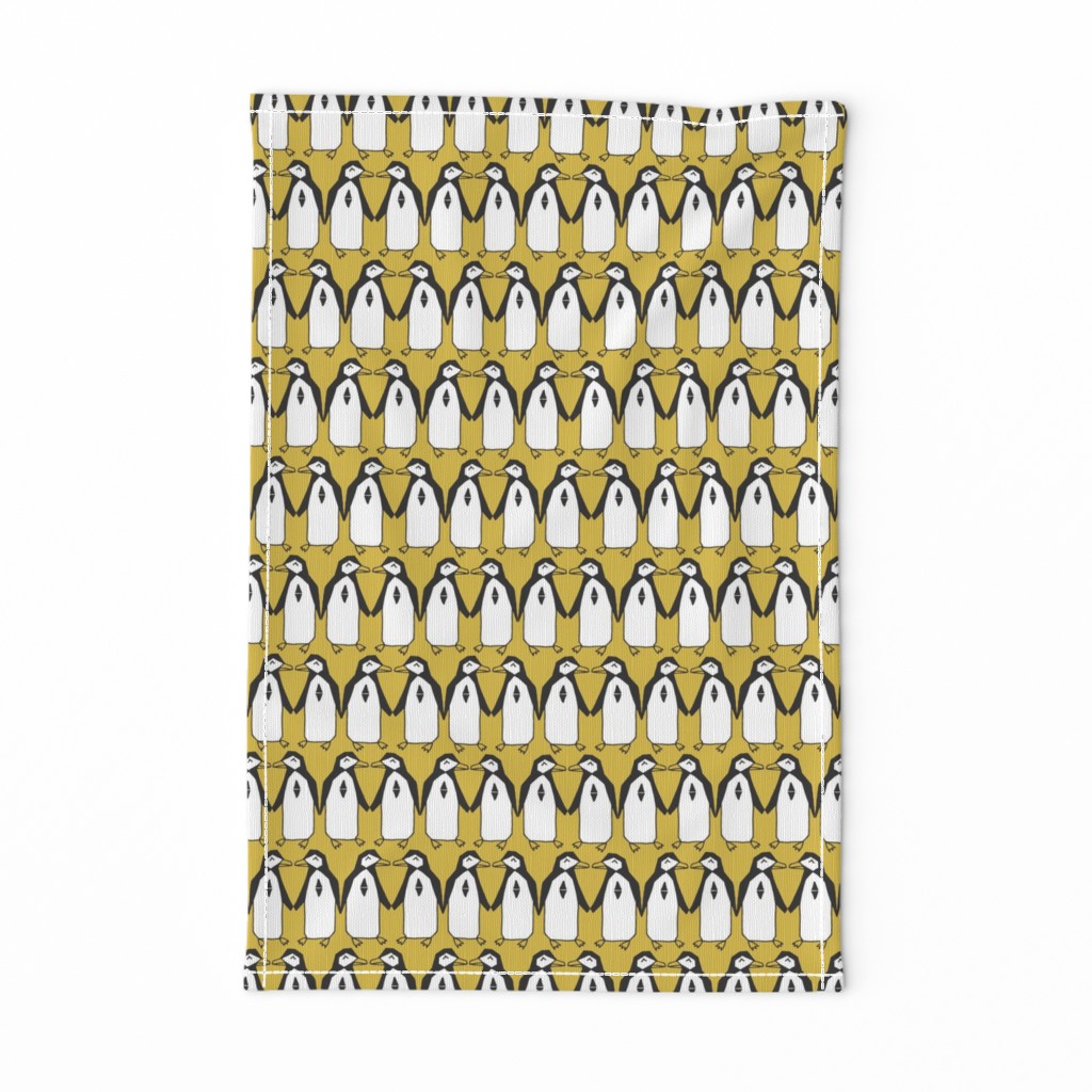 penguins // mustard yellow bird birds penguins antarctic kids designs