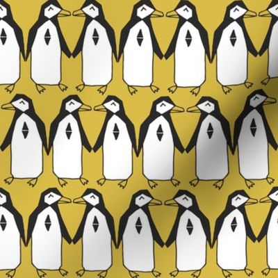 penguins // mustard yellow bird birds penguins antarctic kids designs