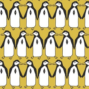 penguins // mustard yellow bird birds penguins antarctic kids designs