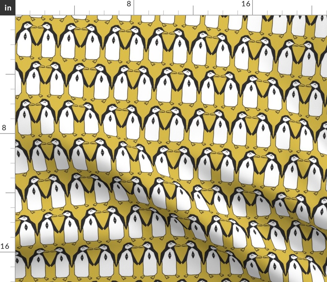 penguins // mustard yellow bird birds penguins antarctic kids designs