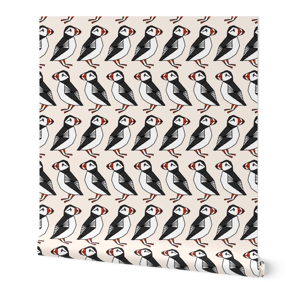 puffin // champagne cream background birds bid rows cute winter 