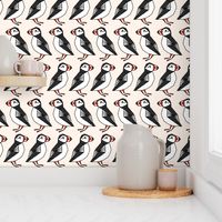 puffin // champagne cream background birds bid rows cute winter 