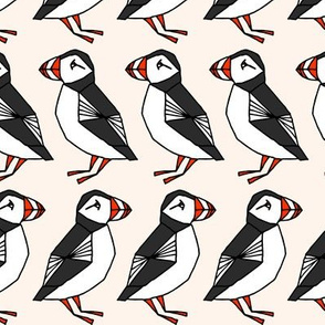 puffin // champagne cream background birds bid rows cute winter 