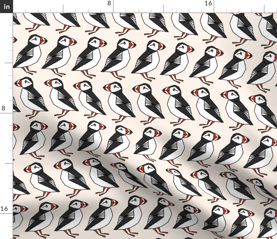 puffin // champagne cream background birds bid rows cute winter 